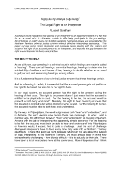 Ngayulu nyurranya putu kulini The Legal Right to an Interpreter