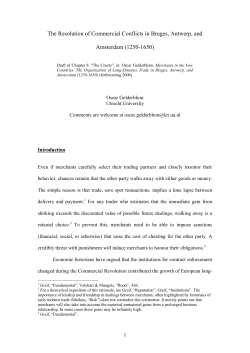 The Resolution of Commercial Conflicts in Bruges, Antwerp, and