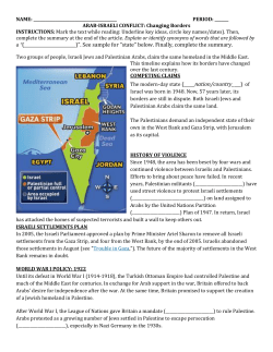Arab-Israeli Conflict Upfront Article and Notes