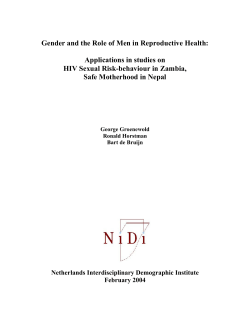 Gender and the Role of Men in Reproductive Health: Applications in