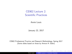 CE902 Lecture 2: Scientific Practices