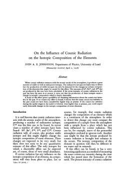 On the Influence of Cosmic Radiation on the Isotopic Composition of