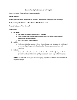 Summer Reading Assignments for MYP English Rising