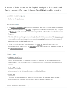 A series of Acts, known as the English Navigation Acts