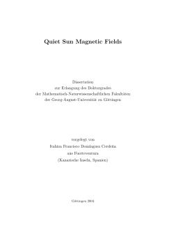 Quiet Sun Magnetic Fields - Max Planck Institute for Solar System