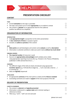 PRESENTATION CHECKLIST