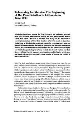 Rehearsing for Murder: The Beginning of the Final Solution in