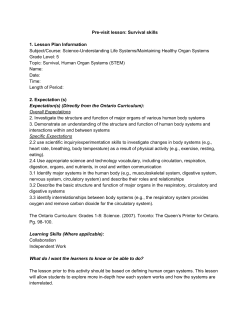 Survival Skills Body Systems previsit lesson