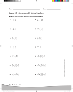Lesson 2.5 Operations with Rational Numbers