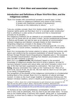 Introduction and Definitions of Buen Vivir/Vivir Bien