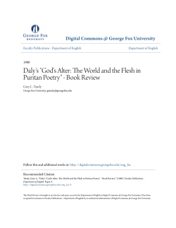 Daly`s "God`s Alter: The World and the Flesh in Puritan Poetry