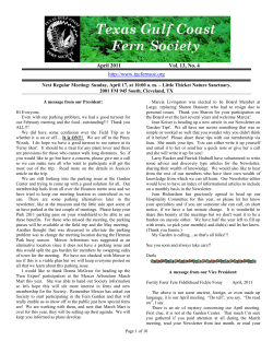 2011 04 April Newsletter - Texas Gulf Coast Fern Society