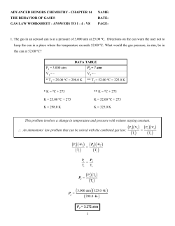 AHCC14 Gas Law Worksheet - Answers to Problems 1 - 4