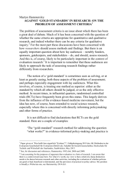 Martyn Hammersley AGAINST `GOLD STANDARDS` IN