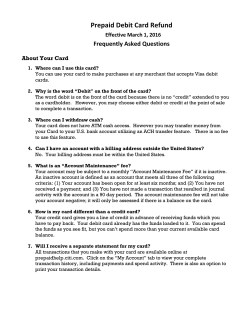 Prepaid Debit Card Refund