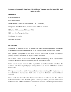 Statement by Honourable Dipuo Peters MP, Minister of Transport