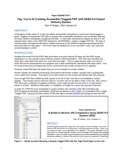 Tag, You`re It! Creating Accessible (Tagged) PDF with