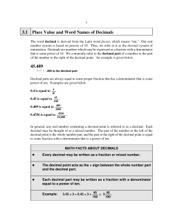 3.1 Place Value and Word Names of Decimals 45.489