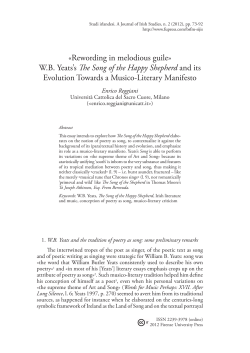 Rewording in melodious guile» WB Yeats`s The Song