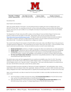 Milton East School Report Card - The School District of Milton
