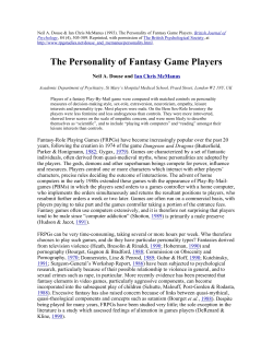 The Personality of Fantasy Game Players