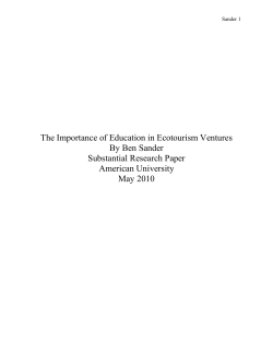 The Importance of Education in Ecotourism Ventures