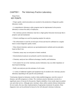 CHAPTER 1 The Veterinary Practice Laboratory KEY POINTS