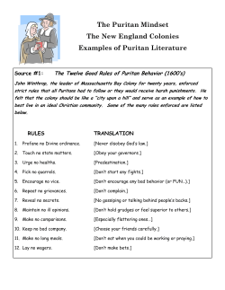 Puritan Mindset Sources - pams