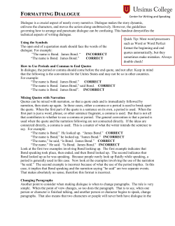 FORMATTING DIALOGUE