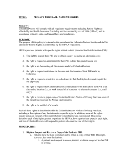PRIVACY PROGRAM / PATIENT RIGHTS POLICY