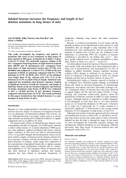 Inhaled benzene increases the frequency of deletion mutations and