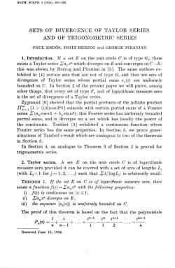 SETS OF DIVERGENCE OF TAYLOR SERIES AND OF