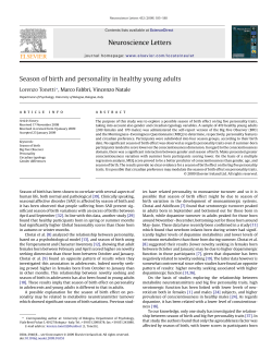 Neuroscience Letters Season of birth and personality in healthy