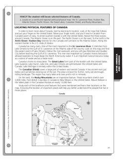 SS6G5 The student will locate selected features of Canada