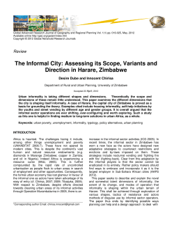 The Informal City: Assessing its Scope, Variants and Direction in