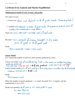 1.2 Break-Even Analysis and Market Equilibrium