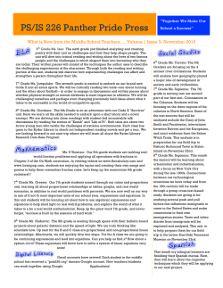 November 2016 Issue 3 - PSIS 226"Together We Make Our School