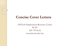 Concise Cover Letters - Lake Washington Institute of Technology