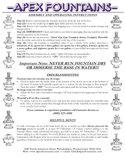 Important Note: NEVER RUN FOUNTAIN DRY OR