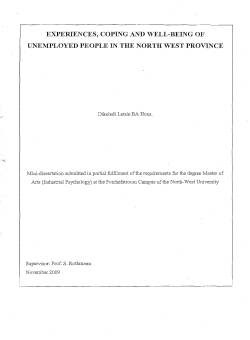 experiences, coping and well-being of unemployed - NWU