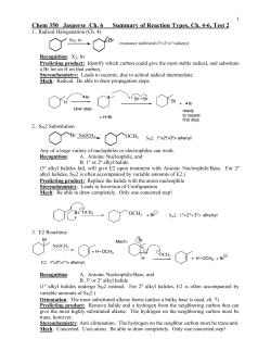 Chem 350 Jasperse Ch. 6 Summary of Reaction Types, Ch. 4