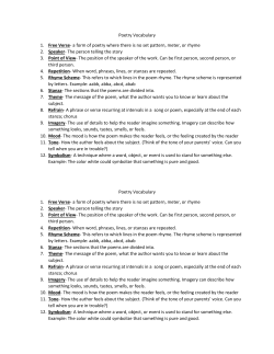 Poetry Vocabulary 1. Free Verse- a form of poetry where there is no