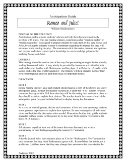 Anticipation Guide Romeo and Juliet