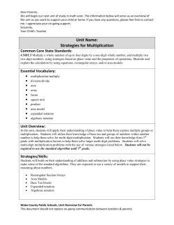 Unit Name: Strategies for Multiplication