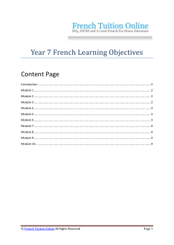 Year 7 French Learning Objectives