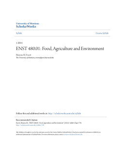 ENST 480.01: Food, Agriculture and Environment