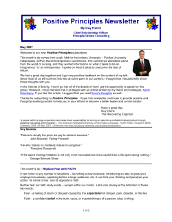 May 2007 Welcome to our new Positive Principles This month`s tip