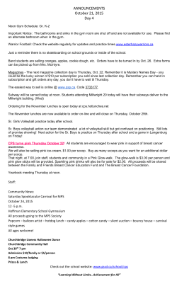 ANNOUNCEMENTS October 21, 2015 Day 4