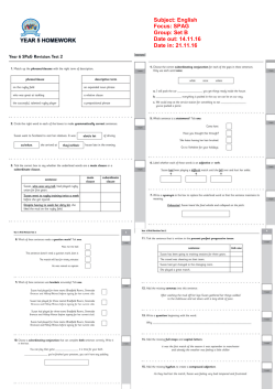 Set B Date out: 14.11.16 Date in: 21.11.16