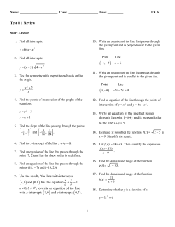 ExamView - Test # 1 Review.CAL I.Sp 14 tst.tst